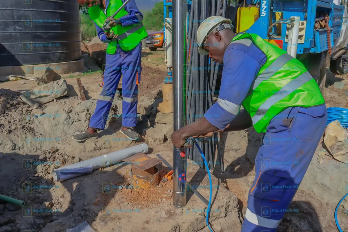 Borehole pump installation by Aqua Hub Kenya