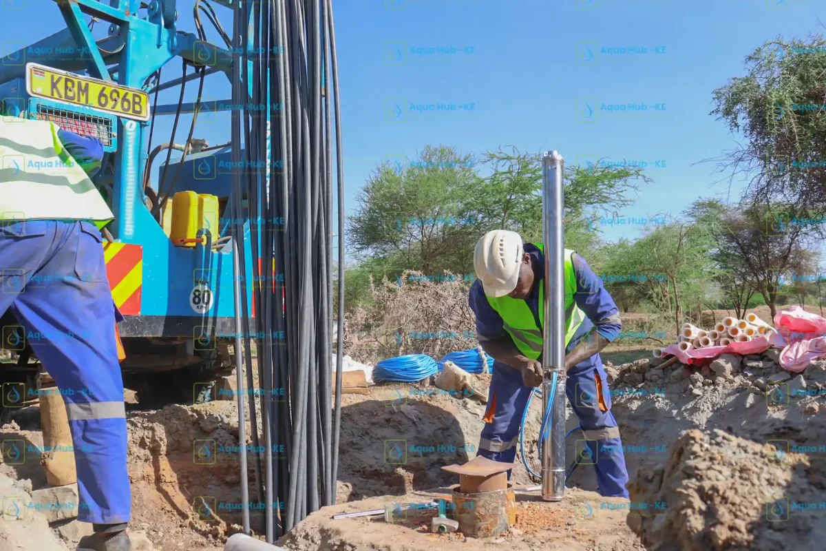 Borehole pump installation in Kenya